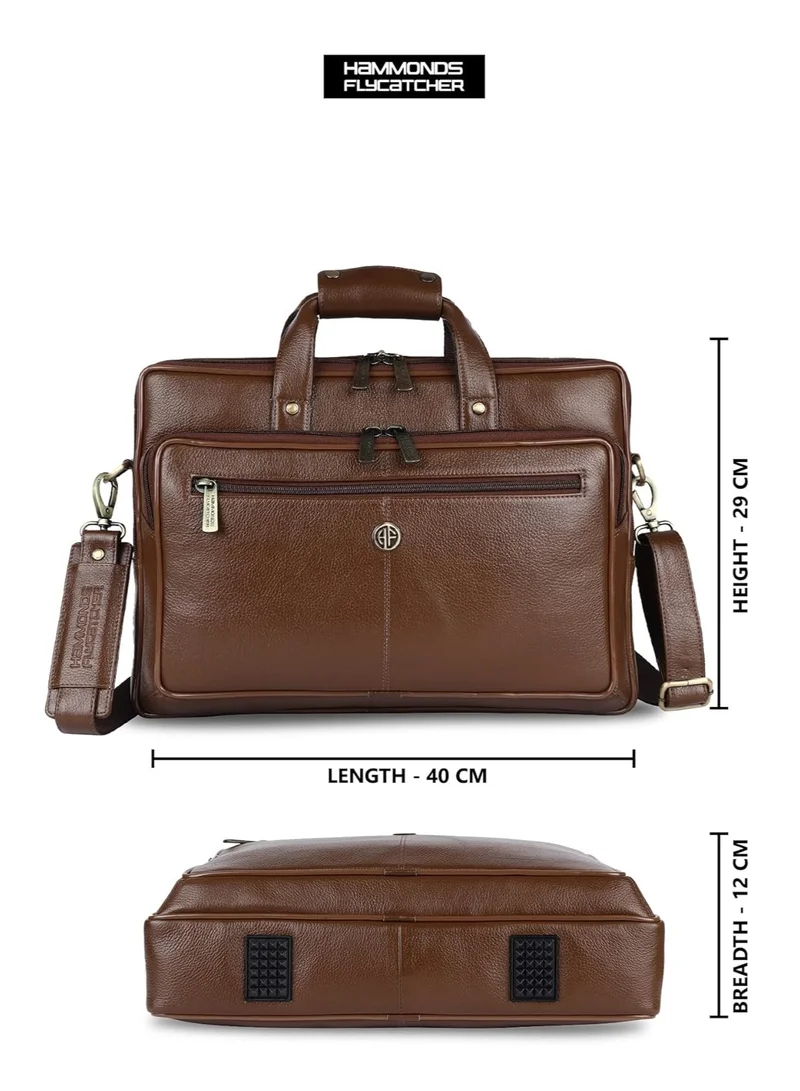 Hammonds Flycatcher  Leather Laptop Western Office Bag For Men,Brushwood-Fits Up To 14/15.6/16 Inch Laptop/Macbook-Laptop Messenger Bag/Side Shoulder With Adjustable Strap| M8C8  | Best Price UAE