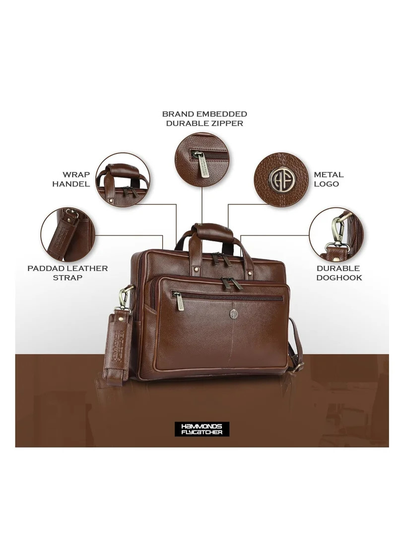 Hammonds Flycatcher  Leather Laptop Western Office Bag For Men,Brushwood-Fits Up To 14/15.6/16 Inch Laptop/Macbook-Laptop Messenger Bag/Side Shoulder With Adjustable Strap| M8C8  | Best Price UAE