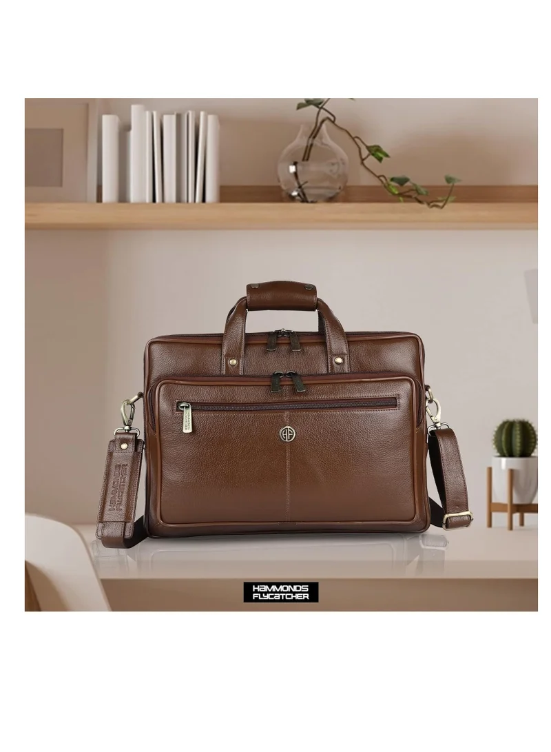 HAMMONDS FLYCATCHER Leather Laptop Western Office Bag For Men,Brushwood-Fits Up To 14/15.6/16 Inch Laptop/Macbook-Laptop Messenger Bag/Side Shoulder With Adjustable Strap| M8C8