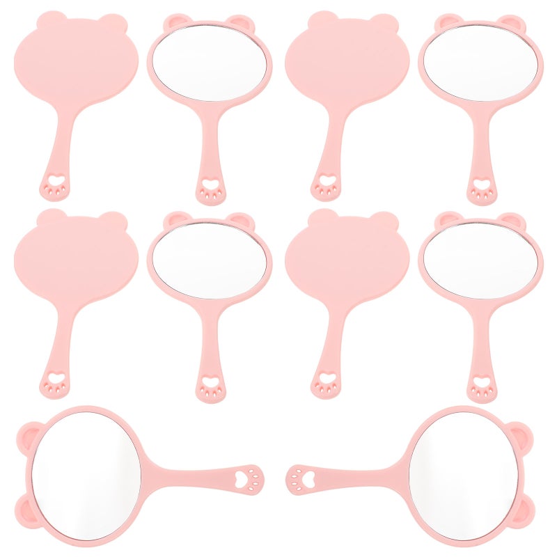 10pcs Cartoon Cat Handheld Makeup Mirror for Women and Girls - Small Round Portable Mirrors with Handle Cute Makeup Tool for Home Office School and Travel - Image 1