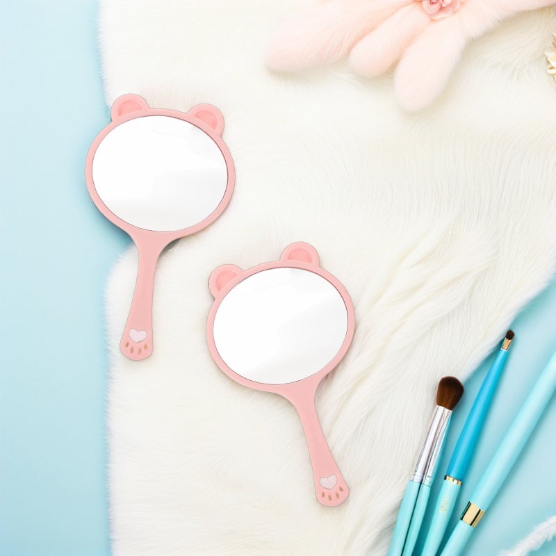 10pcs Cartoon Cat Handheld Makeup Mirror for Women and Girls - Small Round Portable Mirrors with Handle Cute Makeup Tool for Home Office School and Travel - Image 5