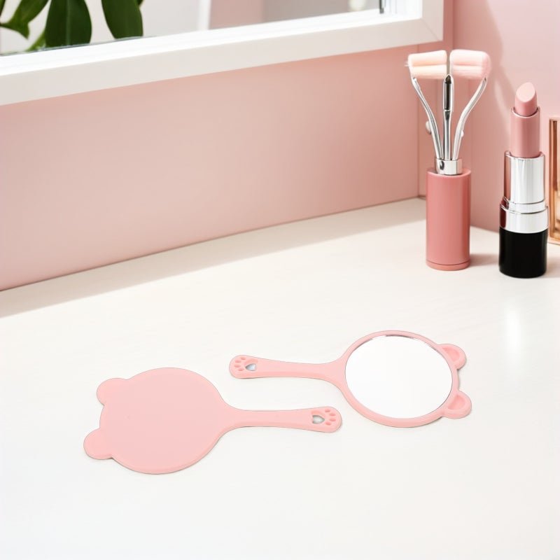 10pcs Cartoon Cat Handheld Makeup Mirror for Women and Girls - Small Round Portable Mirrors with Handle Cute Makeup Tool for Home Office School and Travel - Image 2