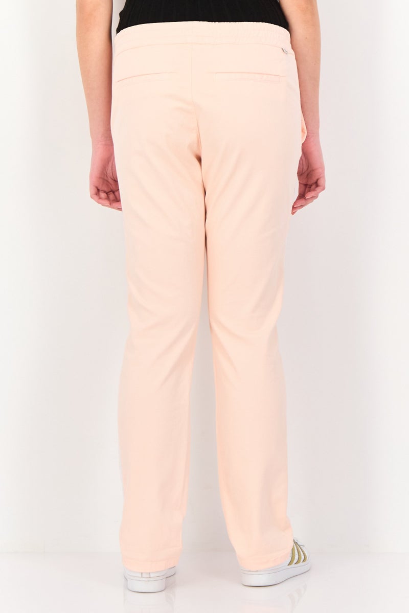 Reiko Women Regular Fit Plain Straight Leg Pants, Peach - Image 3