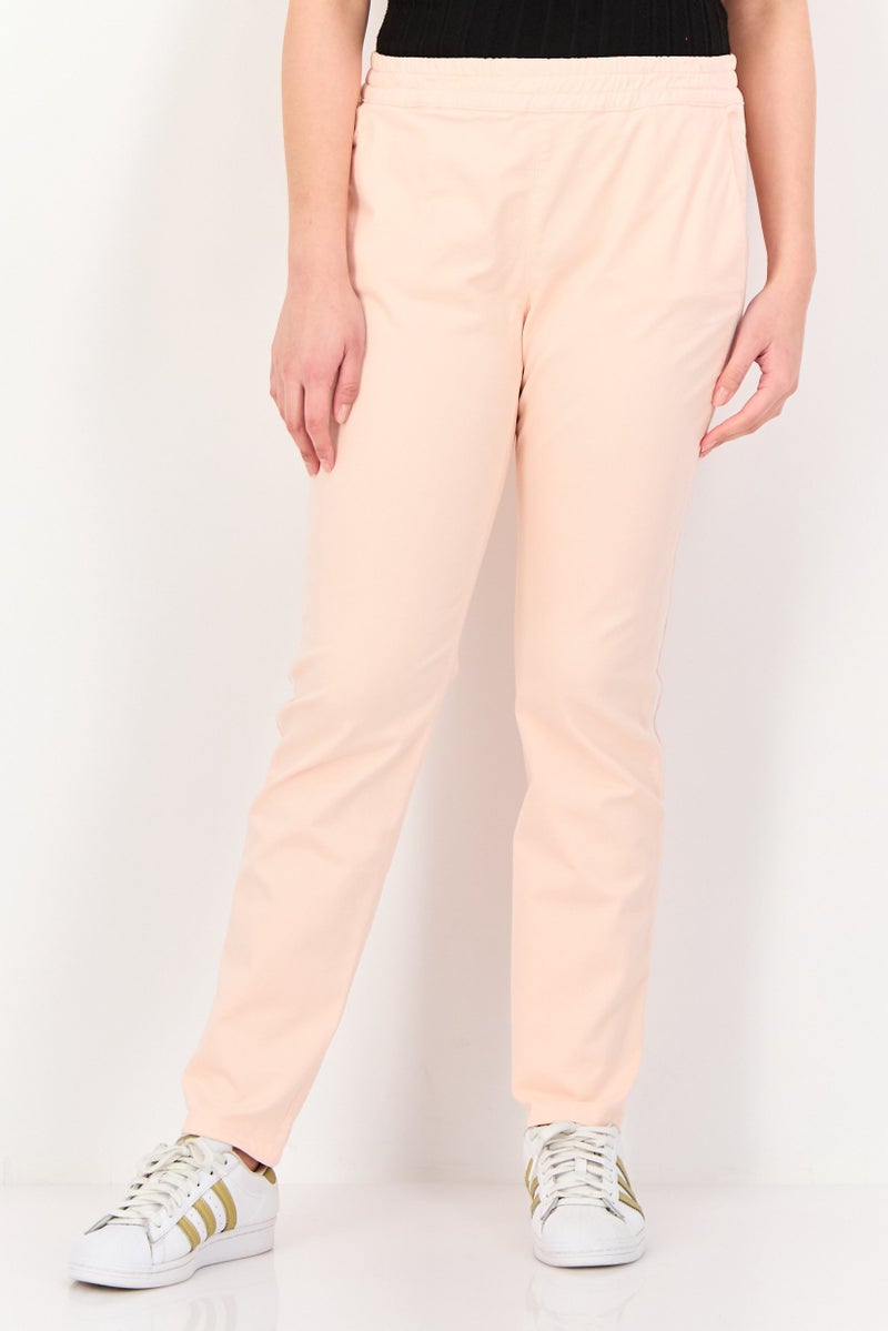 Reiko Women Regular Fit Plain Straight Leg Pants, Peach - Image 1