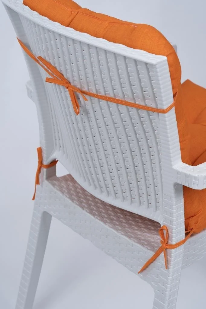 Altın Pamuk Candy Fluffy Orange Chair Cushion with Special Stitching and Lace 43X88 cm