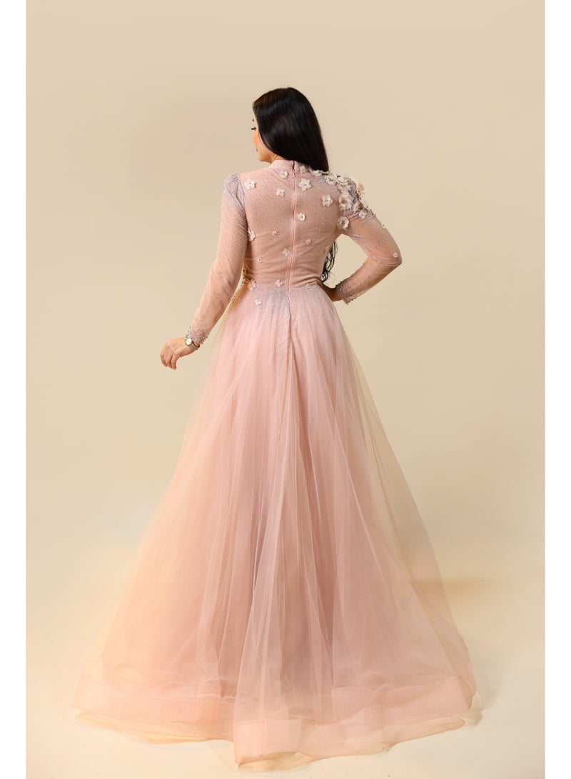 FAIZ COUTURE Elegant Tulle Gown with Floral Embellishments - Image 3
