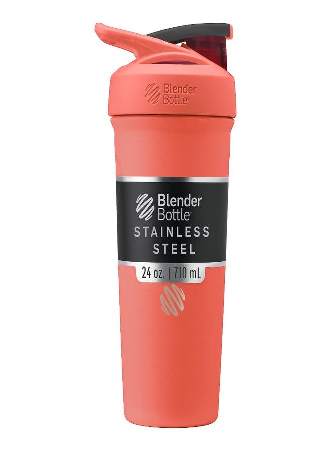 BlenderBottle BBSTSC24 GF Blender Bottle, Mixer, Shaker Bottle, Strada Stainless Steel, 24 oz (710 ml), Grapefruit - Image 1