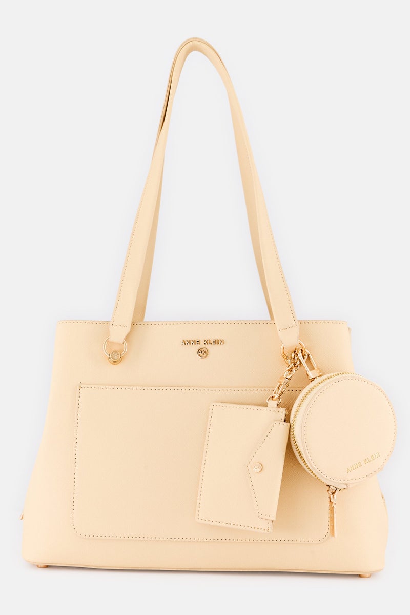 ANNE KLEIN Women Brand Logo Handbag, Beige - Image 1