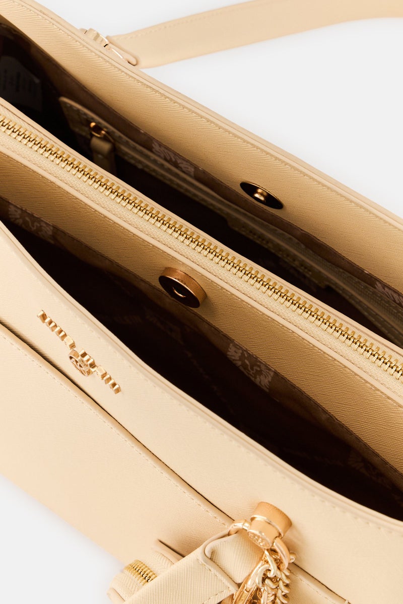 ANNE KLEIN Women Brand Logo Handbag, Beige - Image 3