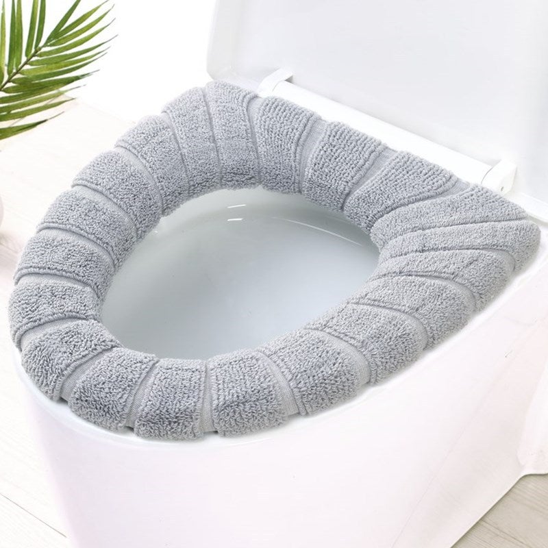Elastic thickened toilet washer O-shaped U-shaped V-shaped universal seat cushion washable toilet ring pad autumn and winter toilet cover 	Nordic Grey Large - Image 1
