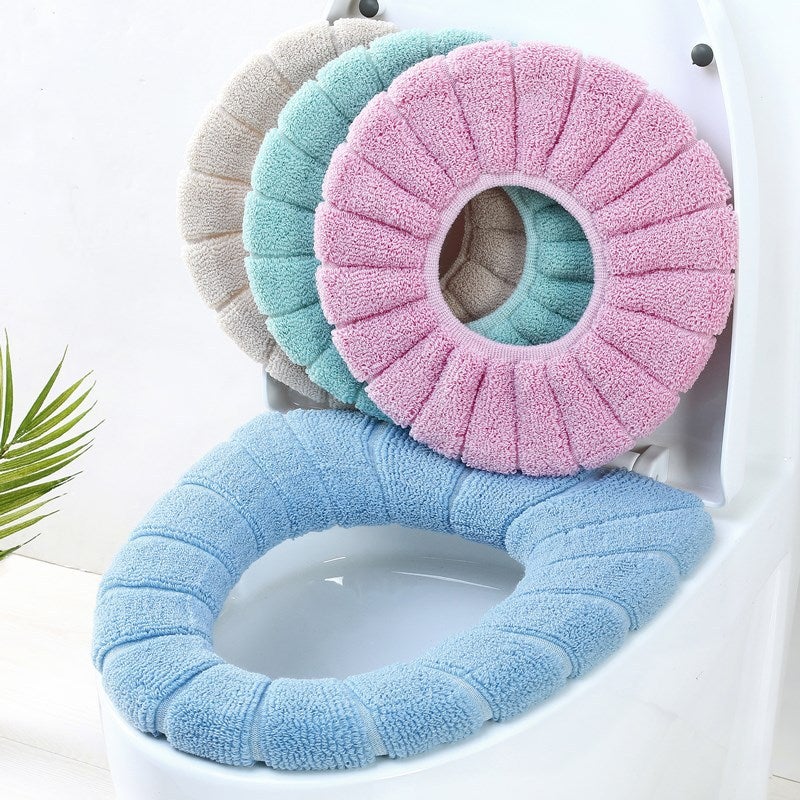 Elastic thickened toilet washer O-shaped U-shaped V-shaped universal seat cushion washable toilet ring pad autumn and winter toilet cover 	Nordic Grey Large - Image 2