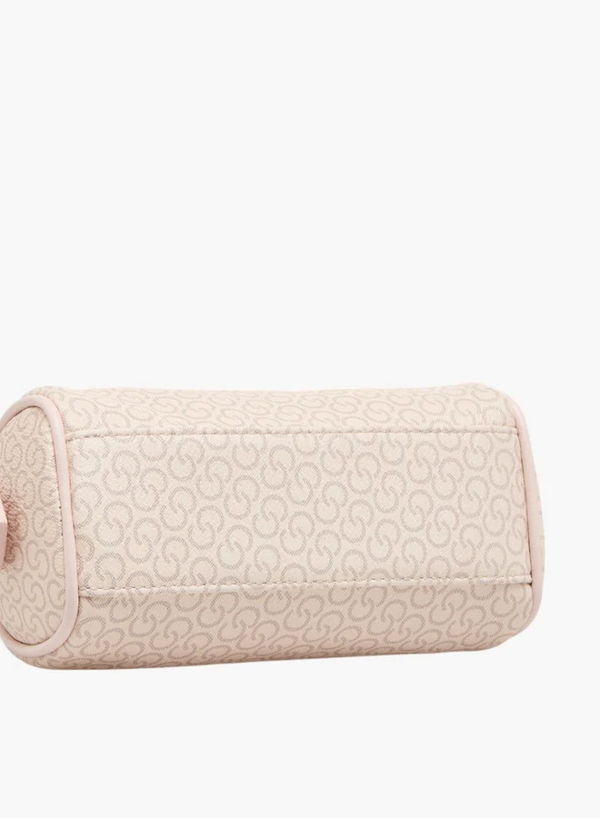Celeste Monogram Print Crossbody Bag with Adjustable Strap and Zip Closure