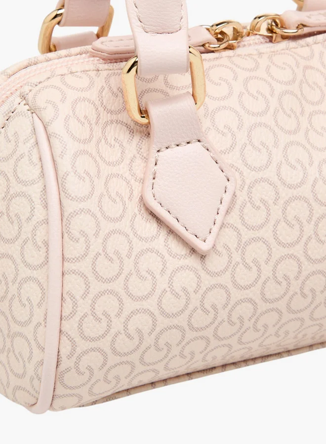 Celeste Monogram Print Crossbody Bag with Adjustable Strap and Zip Closure