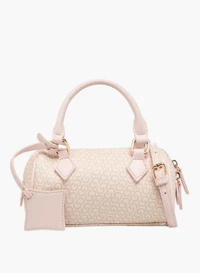 Celeste Monogram Print Crossbody Bag with Adjustable Strap and Zip Closure