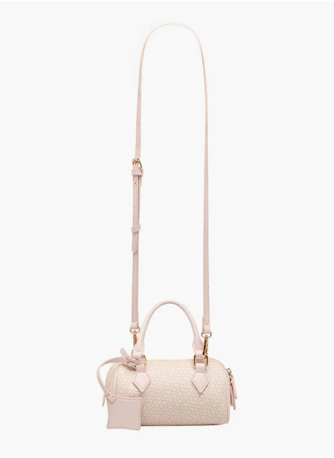 Celeste Monogram Print Crossbody Bag with Adjustable Strap and Zip Closure
