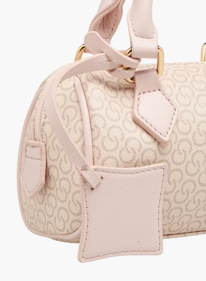 Celeste Monogram Print Crossbody Bag with Adjustable Strap and Zip Closure