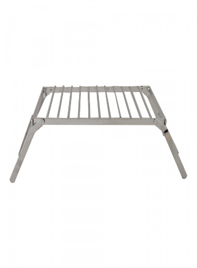 حامل نار قابل للطي، شواية فحم صغيرة محمولة للنزهات، فضي، الحجم 14*21*35 سم