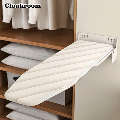 MYOYAY Wall Mounted Ironing Board 12 x 37 Inch Space-Saving 180° Swive Fold Away Ironing Board with Heat Resistant Cover for Home House Held Laundry with Manual，White - Image 3
