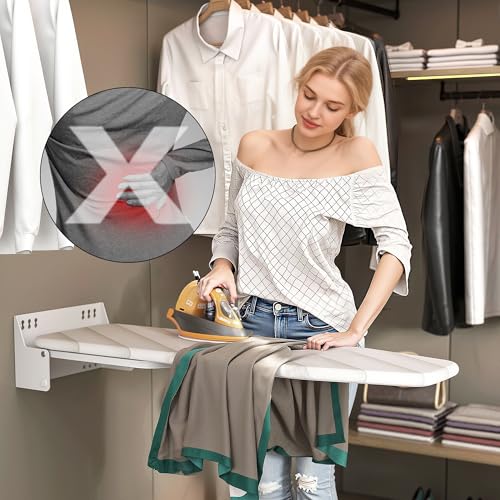 MYOYAY Wall Mounted Ironing Board 12 x 37 Inch Space-Saving 180° Swive Fold Away Ironing Board with Heat Resistant Cover for Home House Held Laundry with Manual，White - Image 5