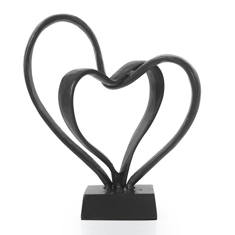 Aoneky Cast Iron Double Hearts in Love Sculpture  Iron Statue for 6th Wedding Anniversary Valentines Gift  Metal Romantic Antique Decor Ornament for Shelf Home