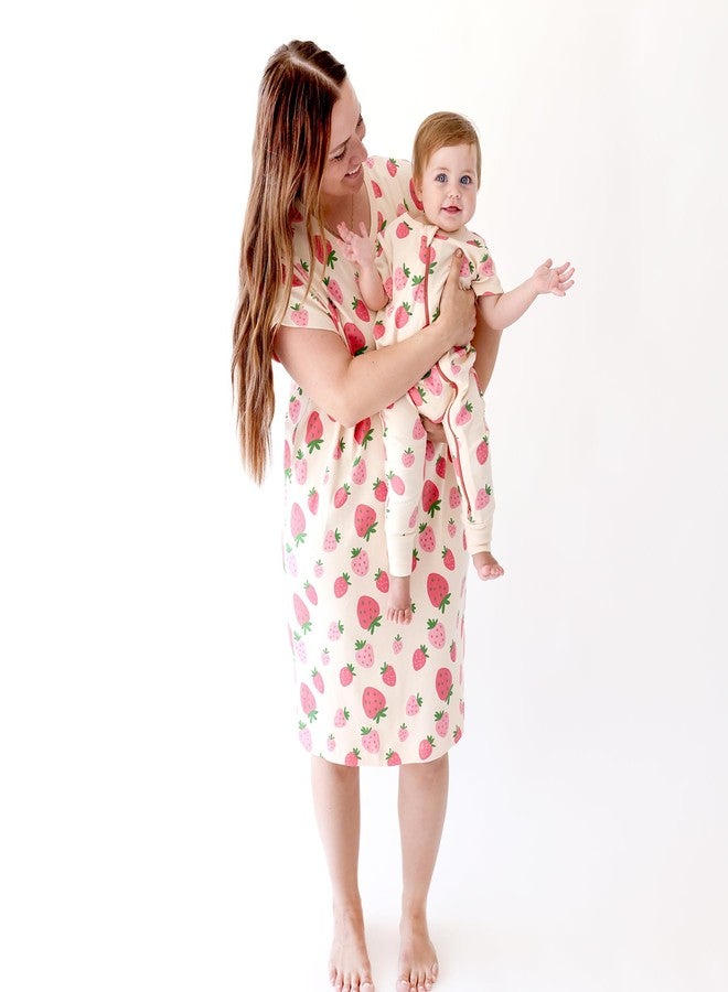 PARADE Organic Signature Print '2-Way' Zip Romper - Short Sleeve Strawberries 6-12 Months - Image 3