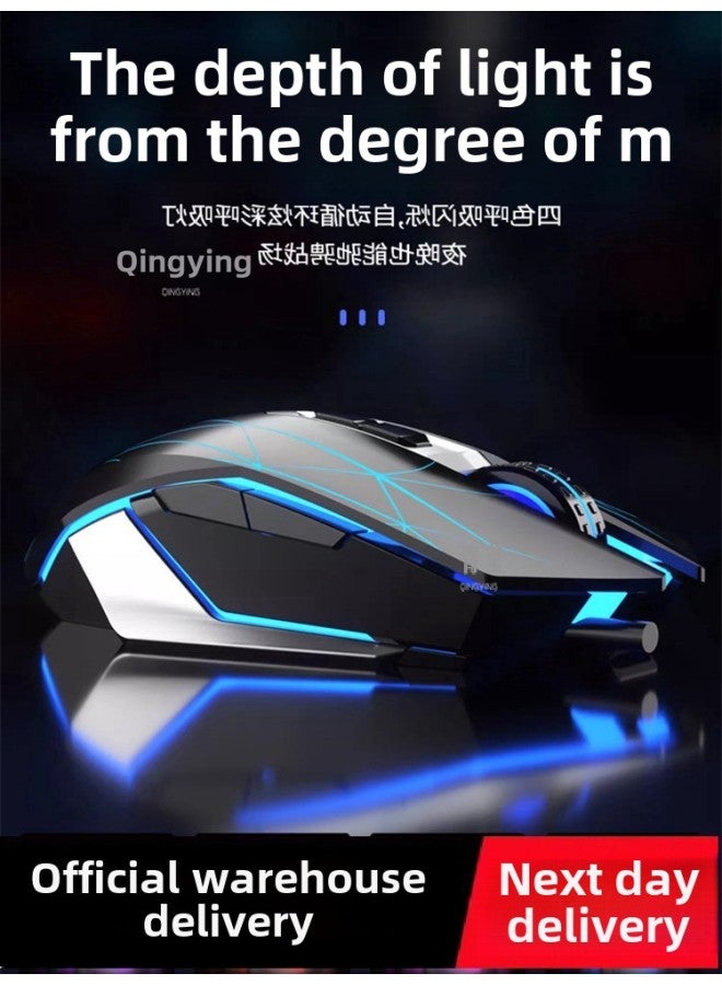 Desktop Tarantula Mouse Silent Chicken Video Game Eat Csgo Special CFLOL Macro Computer Mute Wired-Color:S12pro White Audio Version [game Chip Qingying + Mouse Pad  - Image 4