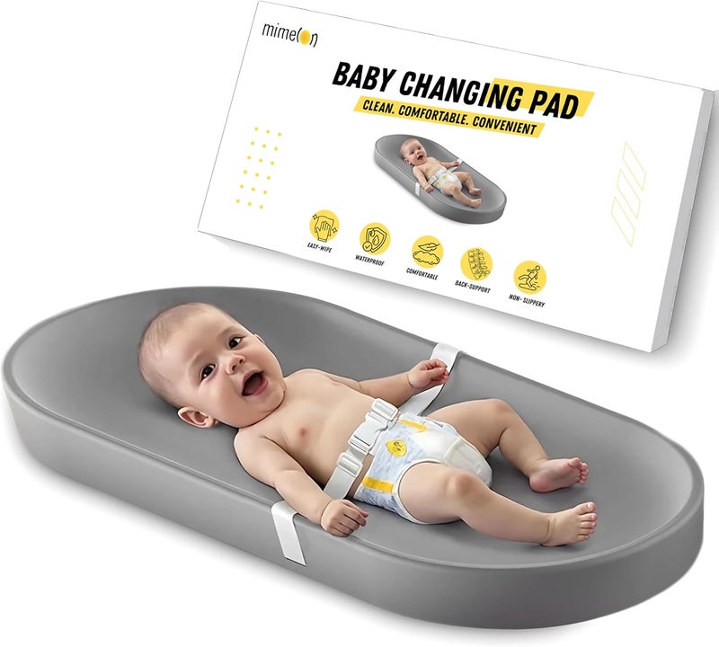 Mimelon Diaper Changing Pad Baby Item Peanut Changing Mat With Raised Sides And Belt Lightweight Portable wipeable changing pad with Wipe-clean Surface - Image 1