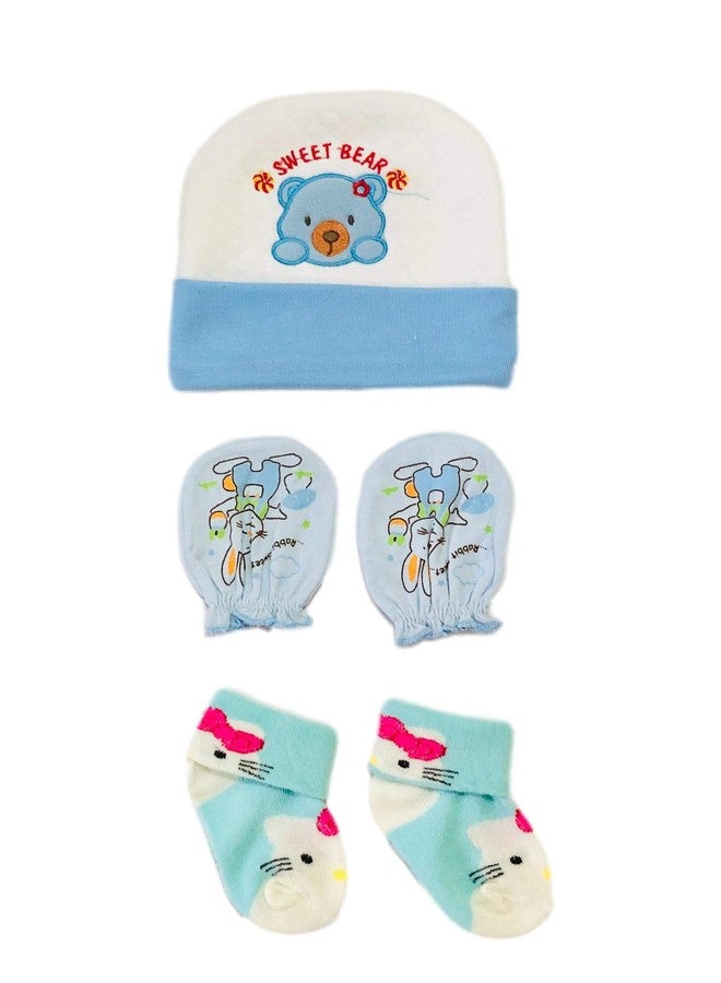 Freshfoot Cute and Colourful New Born Baby socks Set 0 to 12 months, Combo set-3 Pairs socks, 3 Pairs Head-caps, 3 pairs hand gloves/Mittens (Size 0-12 Months)(Pack of 9) Multi-colored (Mixed 1, 3) - Image 3