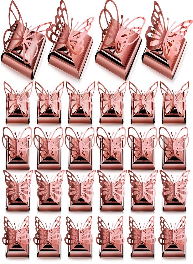 مايتيز علب هدايا حفلات صغيرة من مايتيز، 50 قطعة، مزينة بفراشات معدنية مزينة بالليزر، مثالية لحفلات أعياد الميلاد، وحفلات الزفاف، وحفلات استقبال المولود، وحفلات الحلوى، وحقائب الهدايا الورقية، وأكياس التغليف، وحفلات الزفاف، وحفلات التعميد، وأعياد الميلاد، وحفلات الشاي (ذهبي وردي). - Image 1