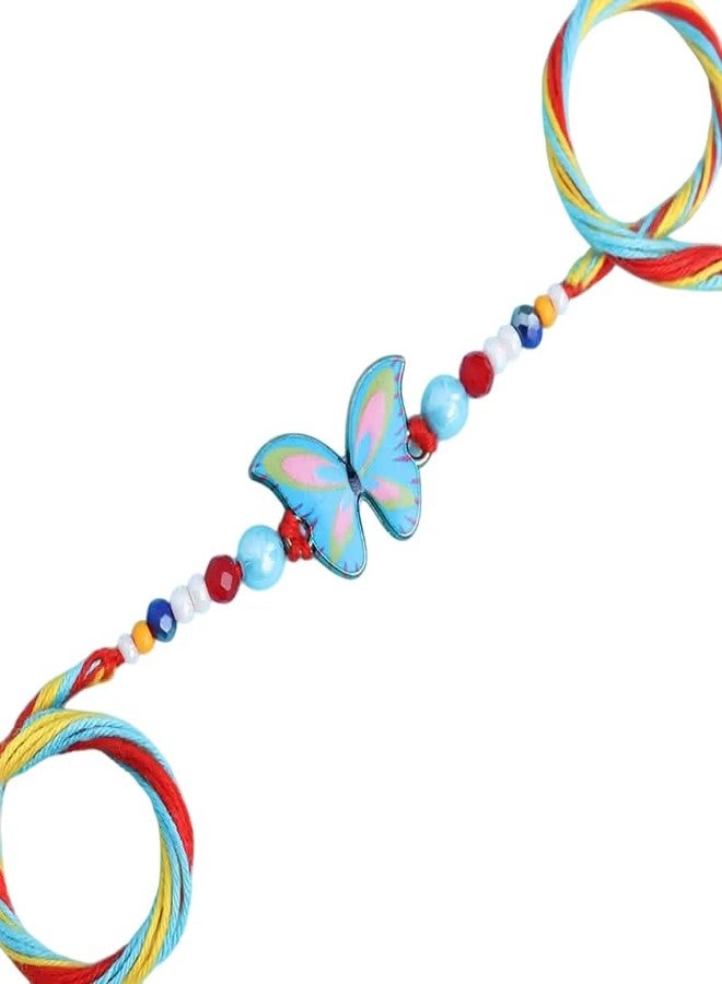 Floweraura Premium Handcrafted Dazzling Whimsical Butterfly Bead Rakhi With Roli Packet For Raksha Bandhan Celebration - Rakhi For Brother, Bhai, Kids, Bhaiya, Cousins & Raksha Bandhan Gift - Image 1