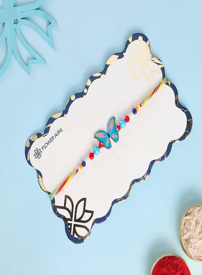 Floweraura Premium Handcrafted Dazzling Whimsical Butterfly Bead Rakhi With Roli Packet For Raksha Bandhan Celebration - Rakhi For Brother, Bhai, Kids, Bhaiya, Cousins & Raksha Bandhan Gift - Image 4