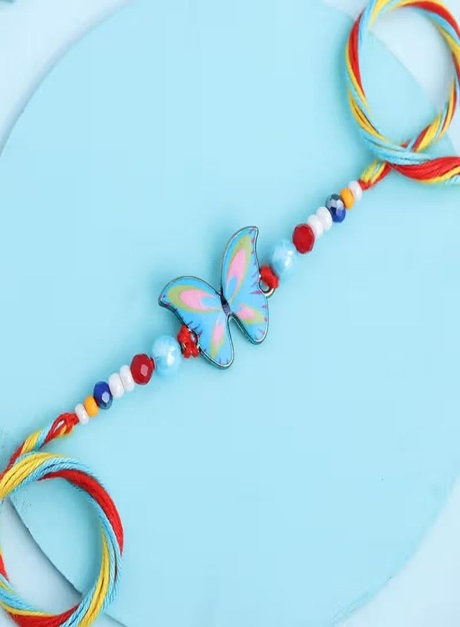 Floweraura Premium Handcrafted Dazzling Whimsical Butterfly Bead Rakhi With Roli Packet For Raksha Bandhan Celebration - Rakhi For Brother, Bhai, Kids, Bhaiya, Cousins & Raksha Bandhan Gift - Image 2