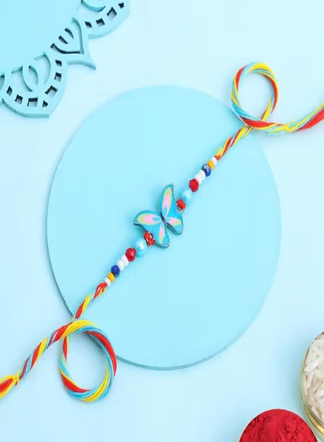 Floweraura Premium Handcrafted Dazzling Whimsical Butterfly Bead Rakhi With Roli Packet For Raksha Bandhan Celebration - Rakhi For Brother, Bhai, Kids, Bhaiya, Cousins & Raksha Bandhan Gift - Image 3