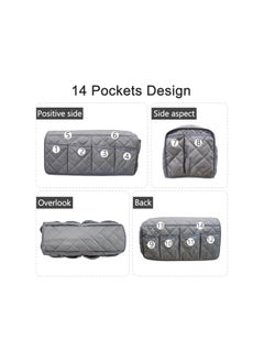 The Bros Non-Slip Sofa Armrest Organizer with 14 Pockets, Arm Chair Bedside Caddy Storage for Recliner Couch, TV Remote Control, Cell Phone, Magazines (Grey)  - Image 3