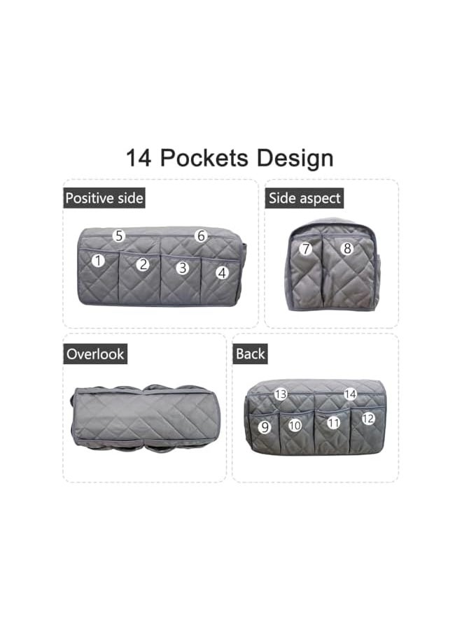 The Bros Non-Slip Sofa Armrest Organizer with 14 Pockets, Arm Chair Bedside Caddy Storage for Recliner Couch, TV Remote Control, Cell Phone, Magazines (Grey)  - Image 3