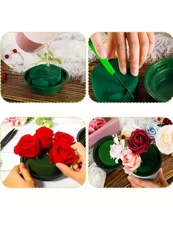 باقة كبيرة مدورة بقطر 20 سم من الفوم الجاف للتنسيقات الزهرية للأعراس (3 قطع) - Image 3