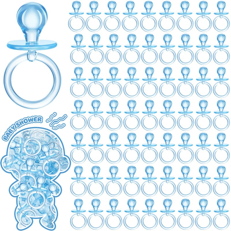 Coume Coume 100 Pcs 25 Inch Baby Shower Pacifiers Acrylic Mini Baby Pacifiers Gifts Gender Reveal Party Favors for Gender Neutral Game Birthday SuppliesBlue
