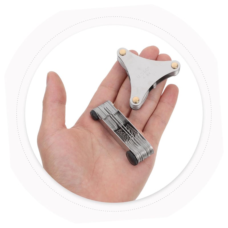 مجموعة مقياس درجة خيوط الفولاذ المقاوم للصدأ المتري 2 قطعة لفحص الصامولة والبرغي، للسيارات وأعمال التصليح المنزلية - Image 4