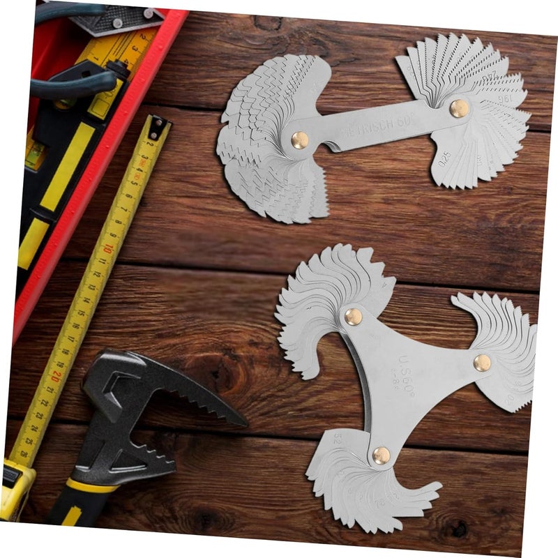 مجموعة مقياس درجة خيوط الفولاذ المقاوم للصدأ المتري 2 قطعة لفحص الصامولة والبرغي، للسيارات وأعمال التصليح المنزلية - Image 5