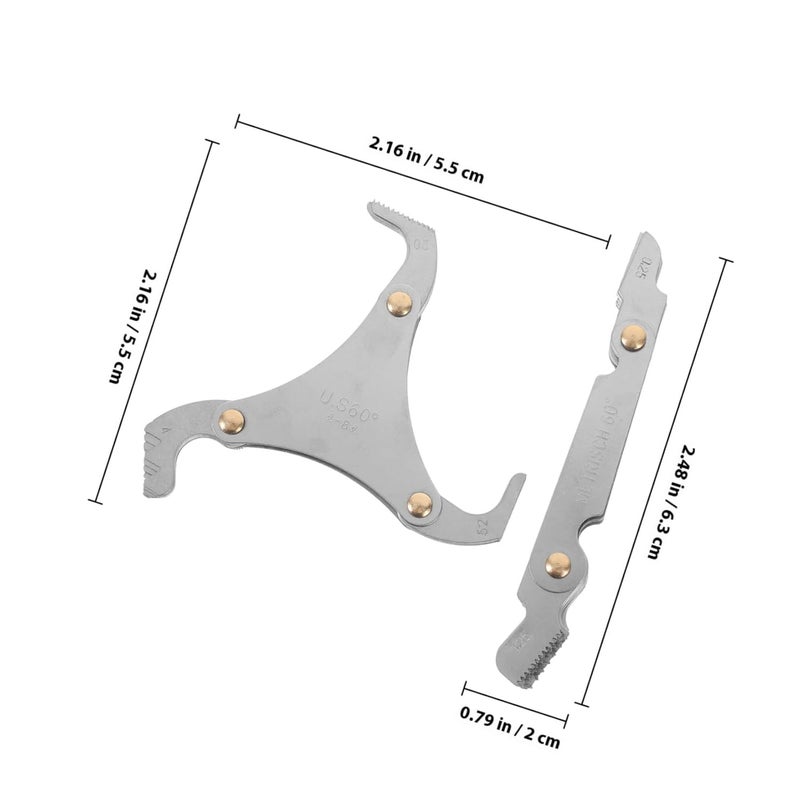 مجموعة مقياس درجة خيوط الفولاذ المقاوم للصدأ المتري 2 قطعة لفحص الصامولة والبرغي، للسيارات وأعمال التصليح المنزلية - Image 3