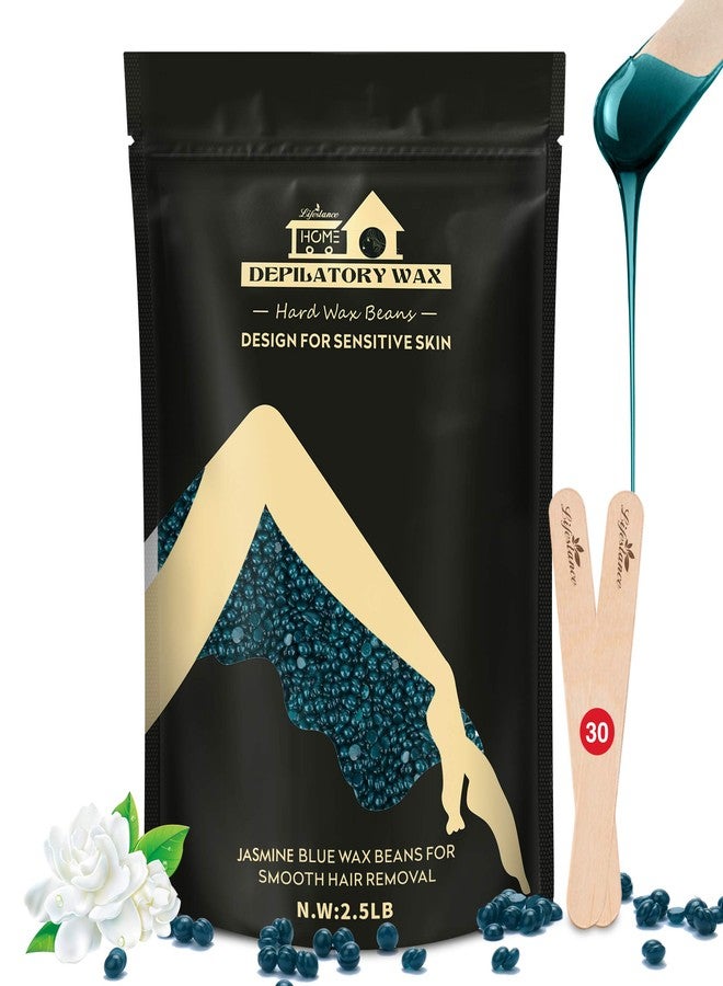 Lifestance 2.5lb Lifestance Hard Blue Brazilian Bikini Wax Kit with 30 Applicators - Pearl Wax Beads for Face, Body, Legs - For Women and Men - Image 1
