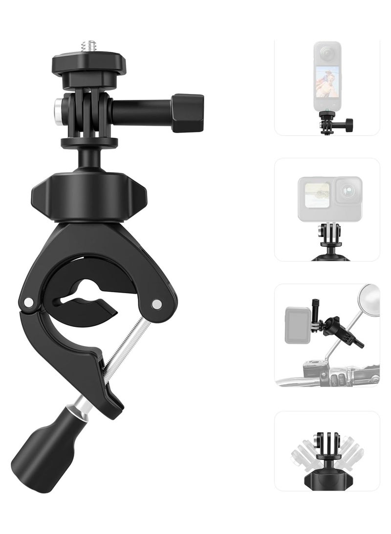 Generic Bike Motorcycle Handlebar Mount for GoPro Max, Hero 12/11/10/9/8/7/6/5, Insta360 X3, Ace Pro, DJI Action 4, and Osmo Pocket 3 - Large Tube Roll Bar Clamp Holder Accessory. - Image 1