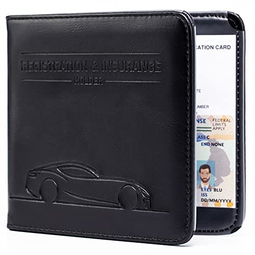 CANOPUS Car Registration and Insurance Holder Magnetic Closure Embossed Card Document Holder Vehicle Glove Box Organizer Wallet for Auto SUV Motorcycle Truck Waterproof Car Model - Image 1