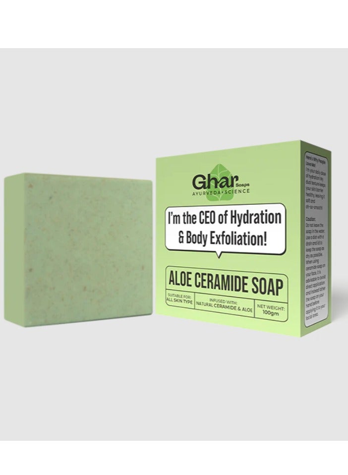 GHAR SOAP Ghar Soap Natural Aloe Vera Soap,Natural Handmade Soap,Herbal Bathing Soap For Healthy Skin,Natural Soap With Essential Oils|Made with Grape Seed Oil,Aloe Vera,Oats&Shea Butter Pack of 1 - Image 1