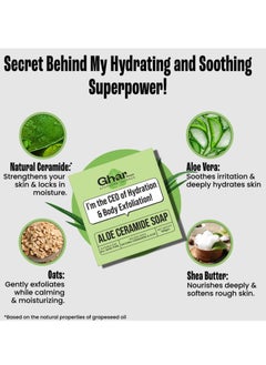 GHAR SOAP Ghar Soap Natural Aloe Vera Soap,Natural Handmade Soap,Herbal Bathing Soap For Healthy Skin,Natural Soap With Essential Oils|Made with Grape Seed Oil,Aloe Vera,Oats&Shea Butter Pack of 1  - Image 3