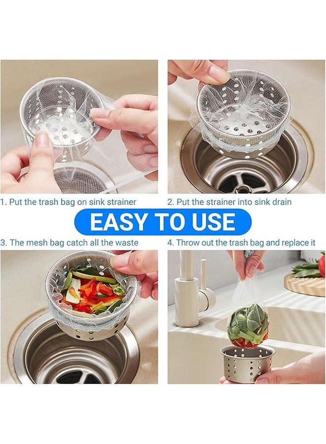 200 PCS Disposable Mesh Sink Strainer Bags, Kitchen Sink Strainer Trash Bag Sink Strainer Filter Mesh Bag Anti-Clogging Elastic Filter Bags Sink Net Strainer Filter Bags for Sink Drain - Image 5