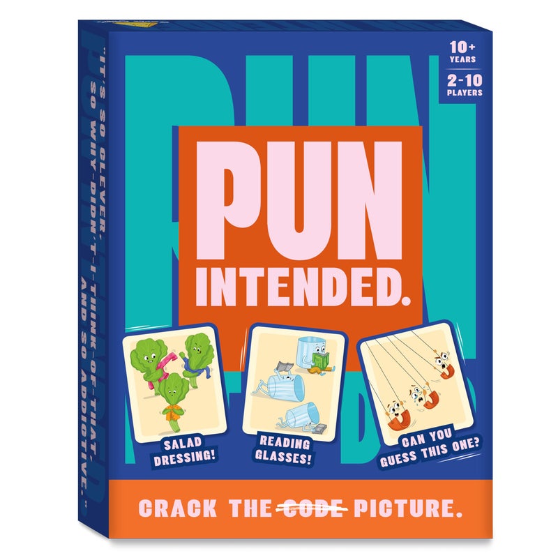 Gouda Games Pun Intended - Hilarious Picture Guessing Card Game for Families & Adults, Fast-Paced Wordplay Fun, Gifts for Pun & Game Lovers, 2-10 Players - Image 1