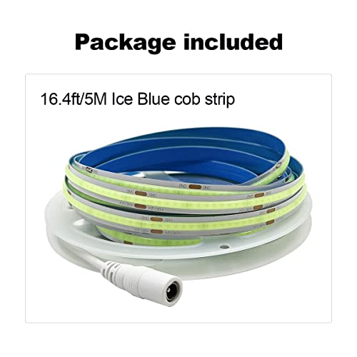 HAMRVL COB LED Strip Lights Ice Blue, DC12V 16.4ft/5M 320leds/M CRI90 Bright Flexible LED Tape 8mm, for Indoor Home Cabinet, Bedroom, Kitchen, Stage, Backlight DIY Lighting(Without Power Supply) - Image 5