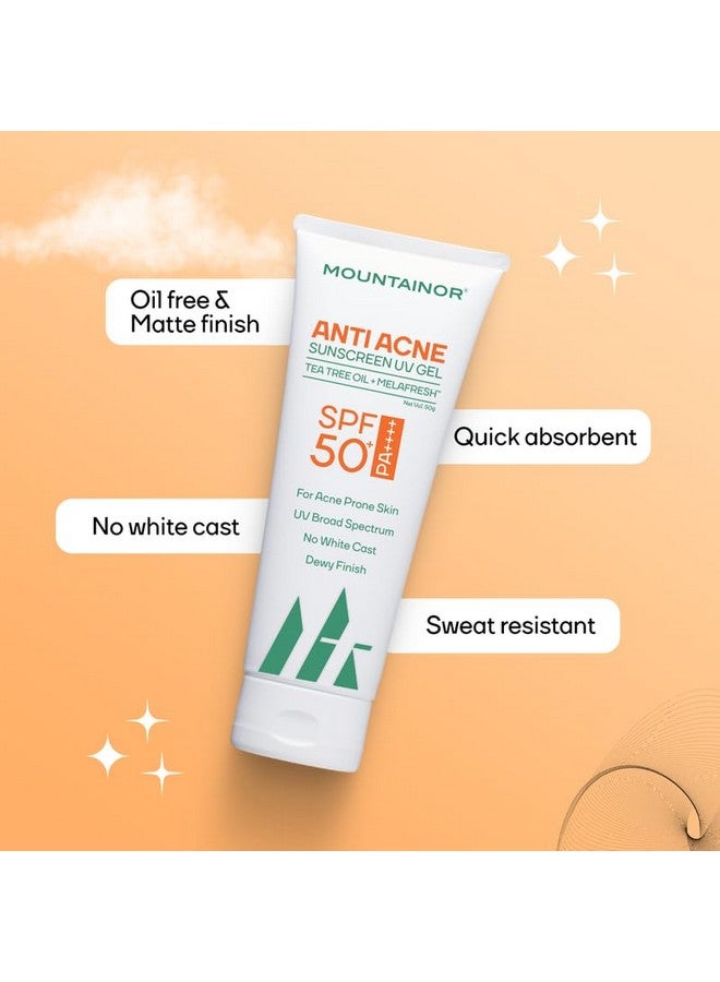 Mountainor Anti Acne Sunscreen Uv Gel - Spf 50+ Pa++++ 50G | Dermatologically Tested For All Skin Types | Suitable For Normal, Oily Or Acne Prone Skin | Paraben & Paraffin Free - Image 3