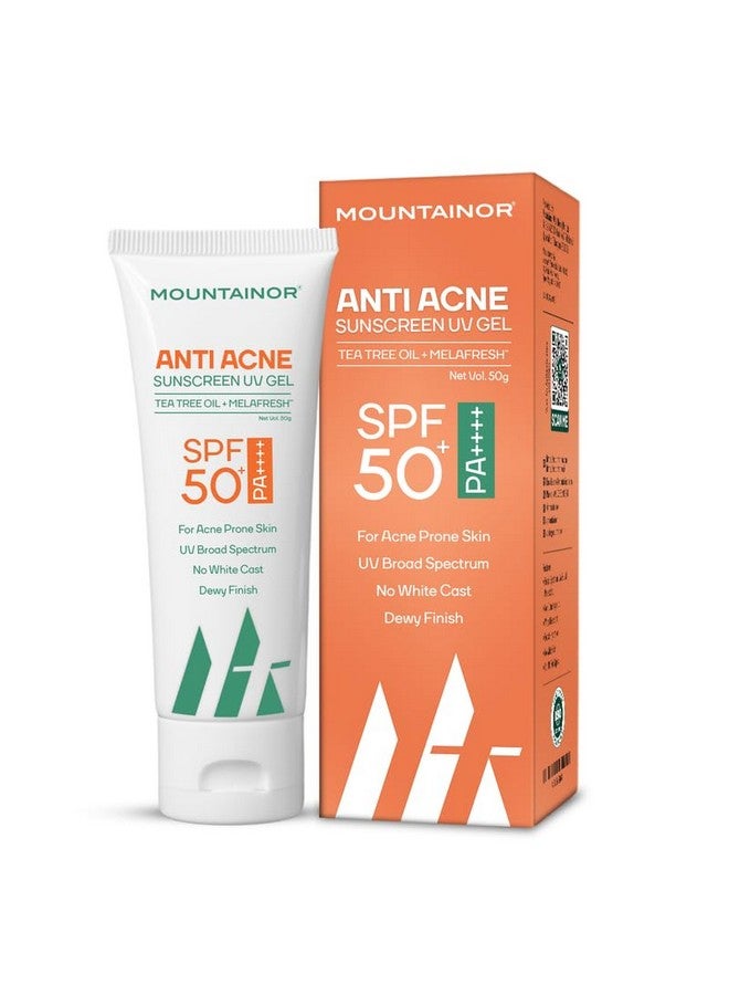 Mountainor Anti Acne Sunscreen Uv Gel - Spf 50+ Pa++++ 50G | Dermatologically Tested For All Skin Types | Suitable For Normal, Oily Or Acne Prone Skin | Paraben & Paraffin Free - Image 1